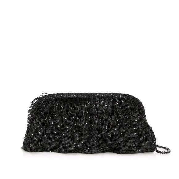 AQUA Irina Black Rhinestone Evening Clutch Crossbody Bag NWT Bloomingdale's New - Picture 2 of 15
